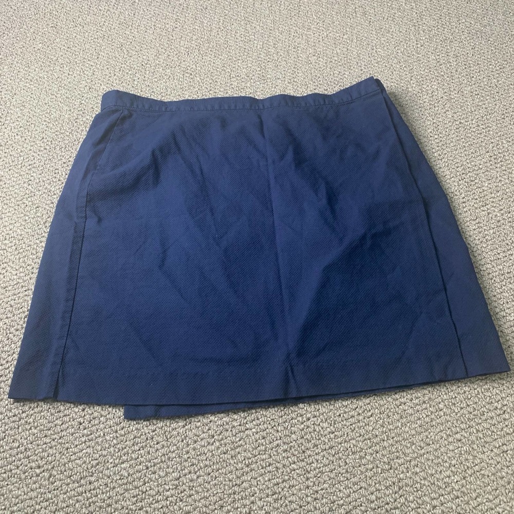 Tommy Hilfiger Womens Skirt Size 16 Blue Textured Mini Faux Wrap Unlined